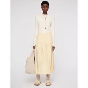 JOSEPH Samina Midi Skirt Stretch Linen Cotton Corn Yellow Sz 36/S NWT $515 3O36